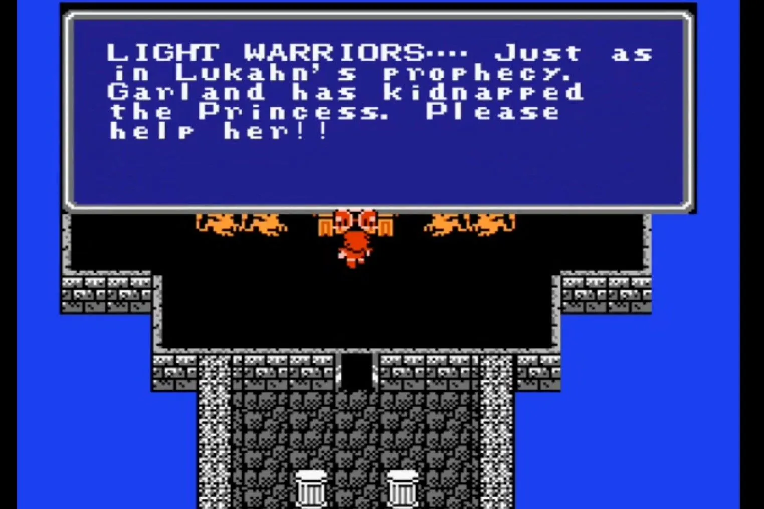 Người chơi nhận nhiệm vụ trong game nhập vai Final Fantasy trên NES