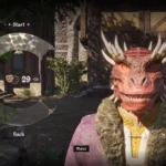 Người chơi Oblivion Remastered đang trò chuyện cùng NPC chủng tộc Argonian, thể hiện hệ thống đối thoại trong game