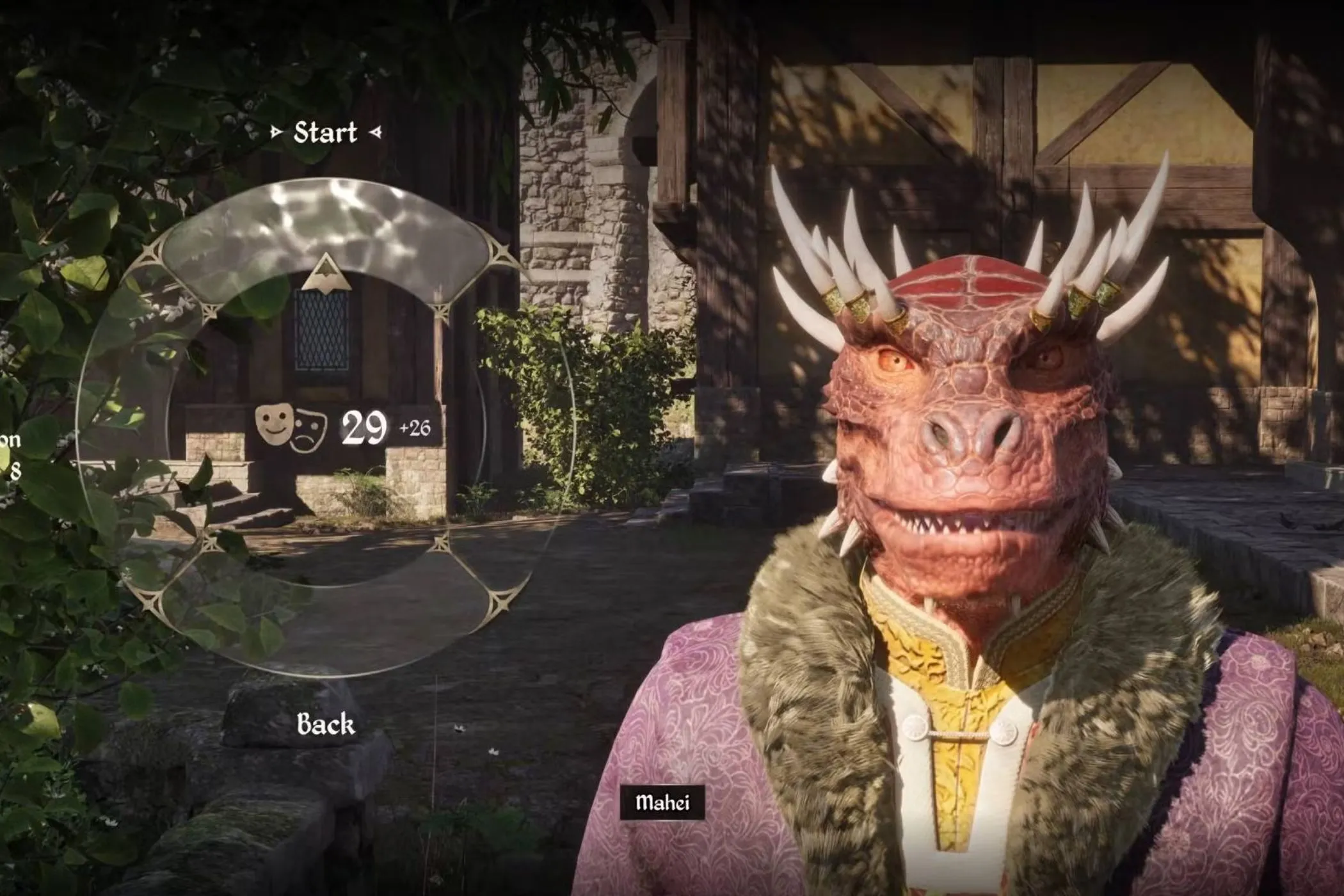 Người chơi Oblivion Remastered đang trò chuyện cùng NPC chủng tộc Argonian, thể hiện hệ thống đối thoại trong game