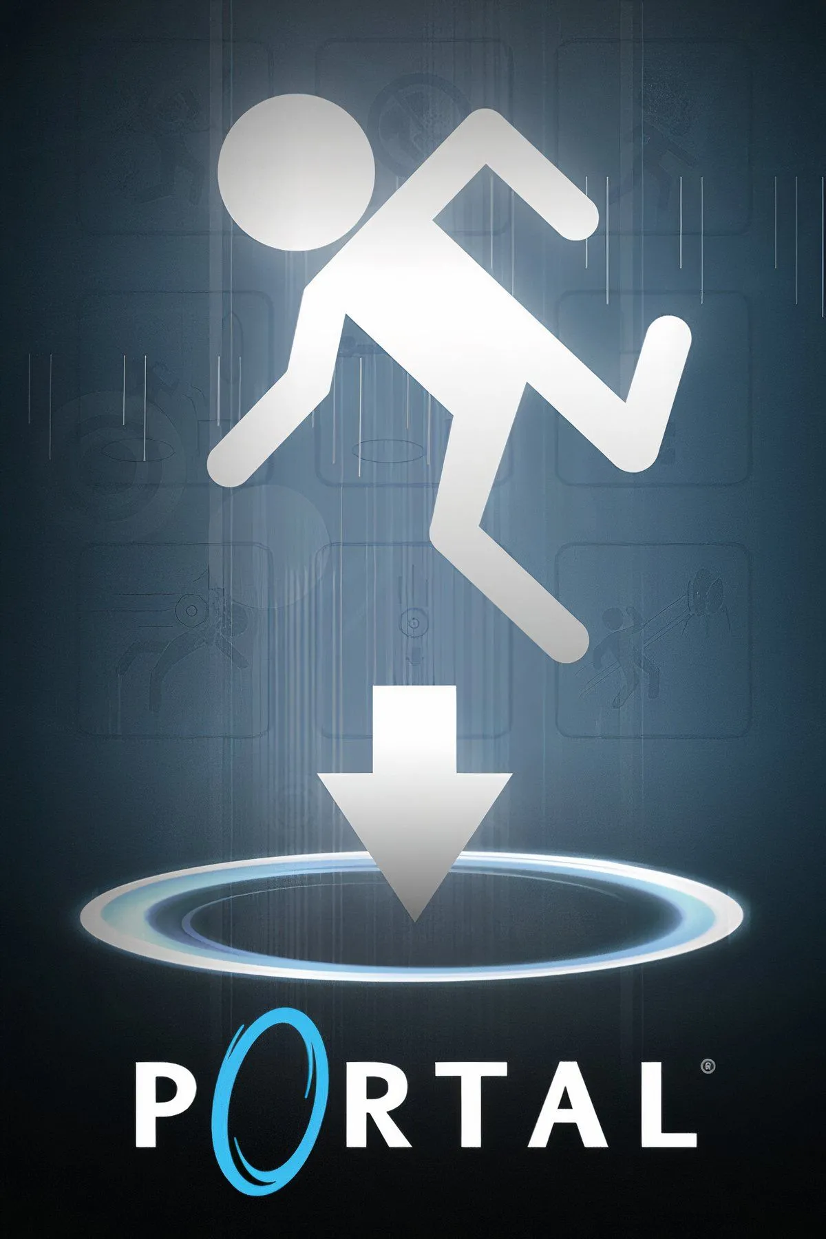 Nhân vật Chell sử dụng súng Portal tạo cổng dịch chuyển trong game Portal