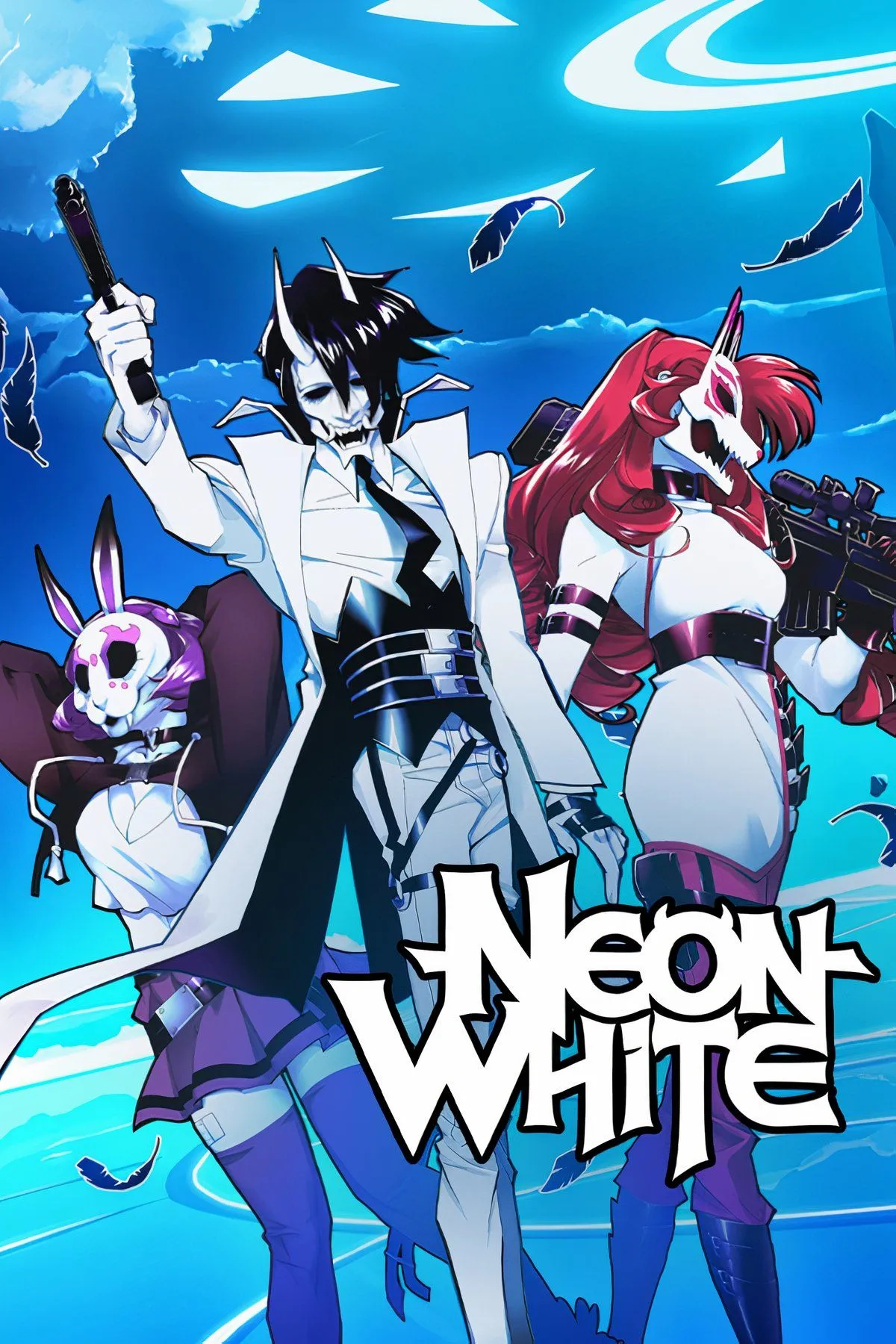 Nhân vật chính của game Neon White đang sử dụng kỹ năng thẻ bài