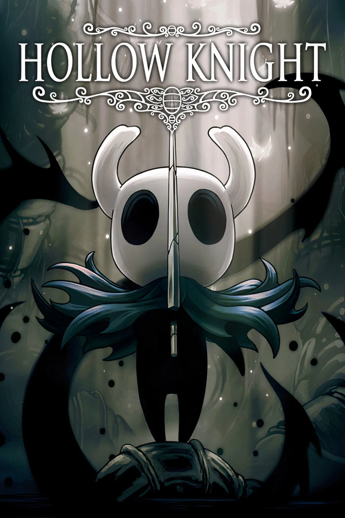 Nhân vật Hollow Knight đang đối mặt với kẻ thù trong một hang động
