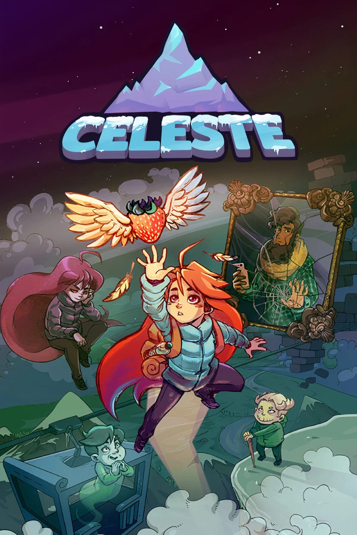 Nhân vật Madeline trong game Celeste thực hiện cú nhảy và lướt trên không, thể hiện lối chơi platformer thử thách nhưng cuốn hút.