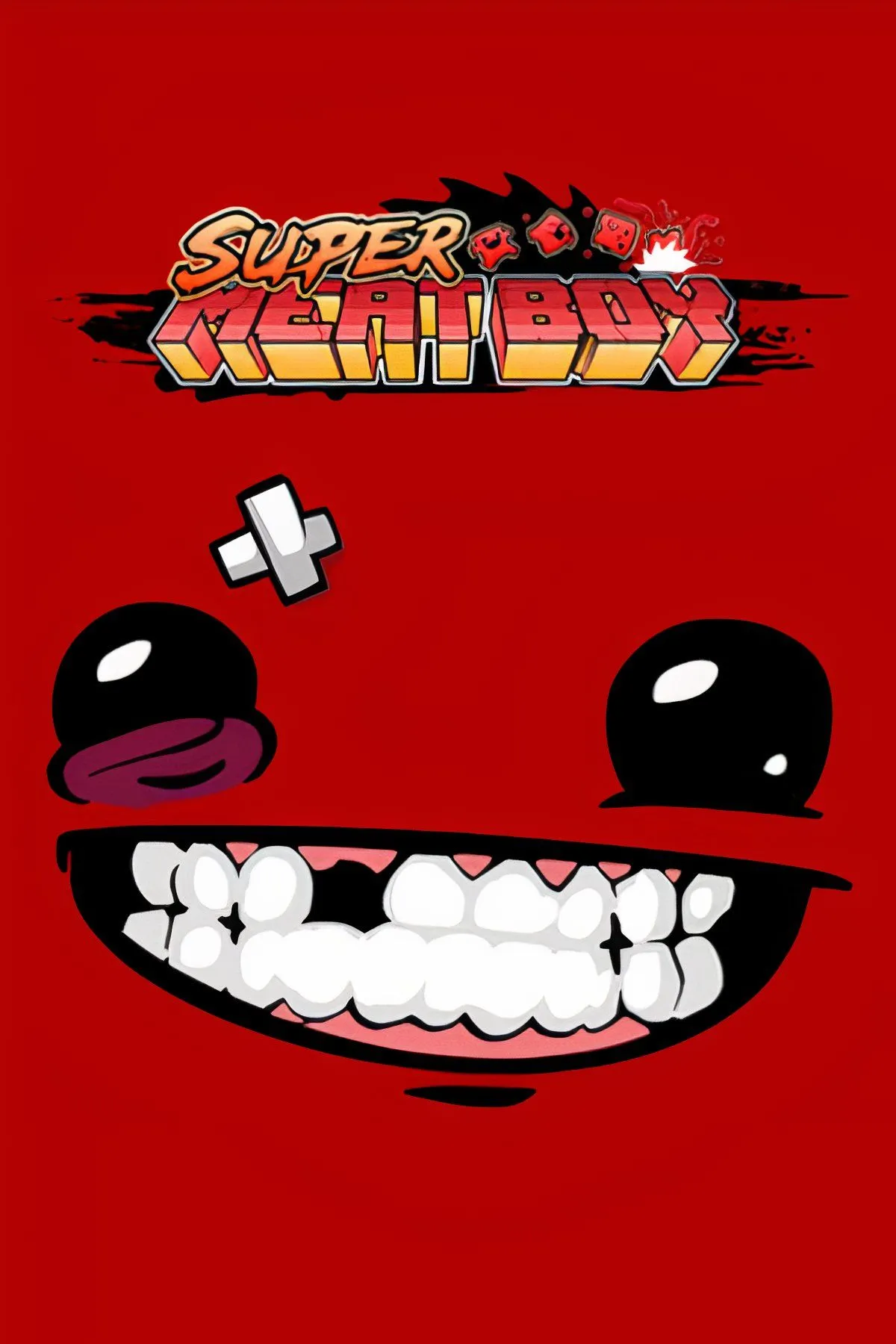 Nhân vật Meat Boy trong game Super Meat Boy đang nhảy qua chướng ngại vật