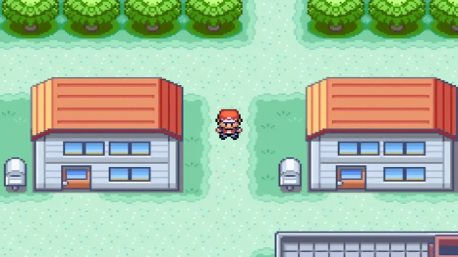 Nhân vật người chơi đang khám phá một thị trấn trong game Pokémon FireRed.