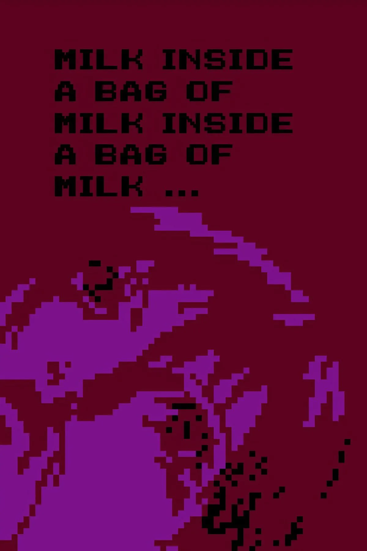 Nhân vật nữ chính trong game Milk Inside a Bag of Milk Inside a Bag of Milk với đồ họa pixel đơn sắc.