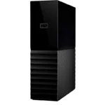 Ổ cứng di động Western Digital My Book 18TB màu đen trên bề mặt phẳng.
