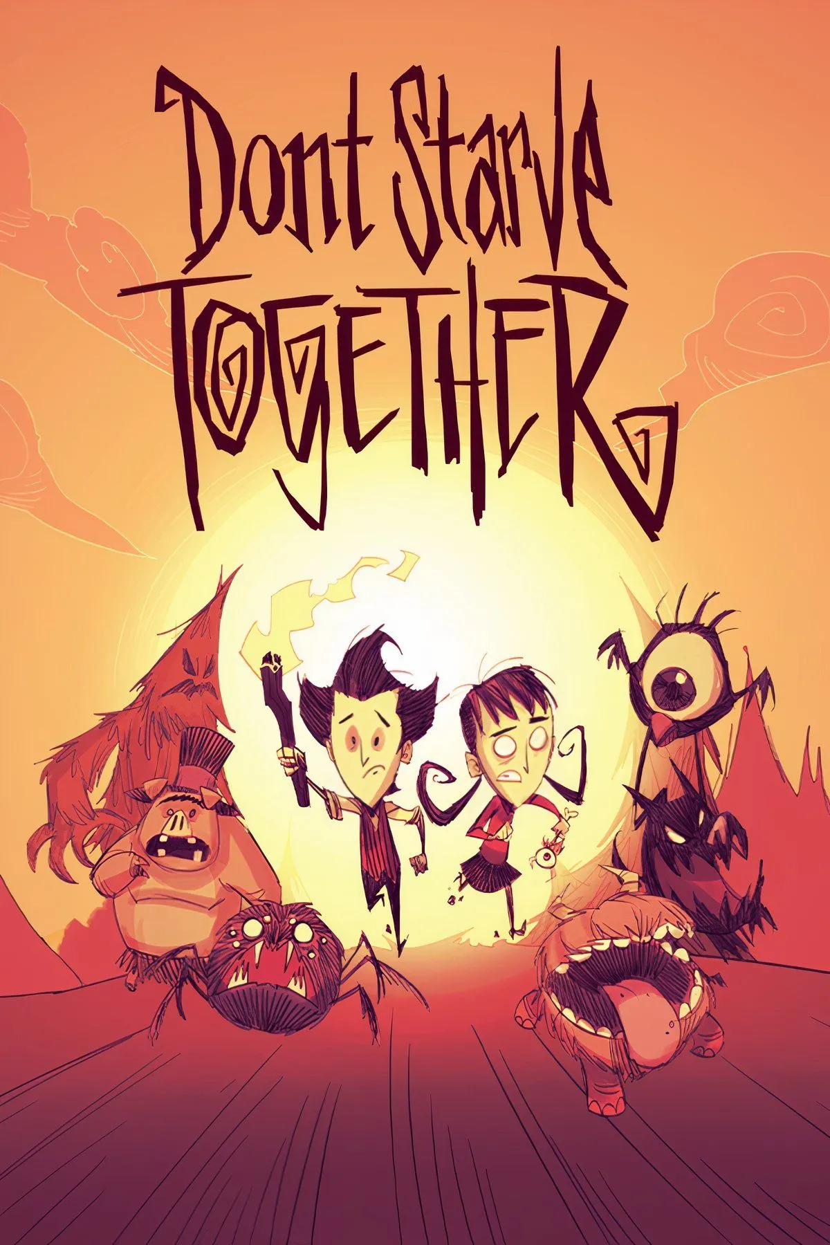 Phong cách đồ họa gothic độc đáo của Don't Starve Together với nhân vật chính đang cố gắng sinh tồn giữa thiên nhiên hoang dã