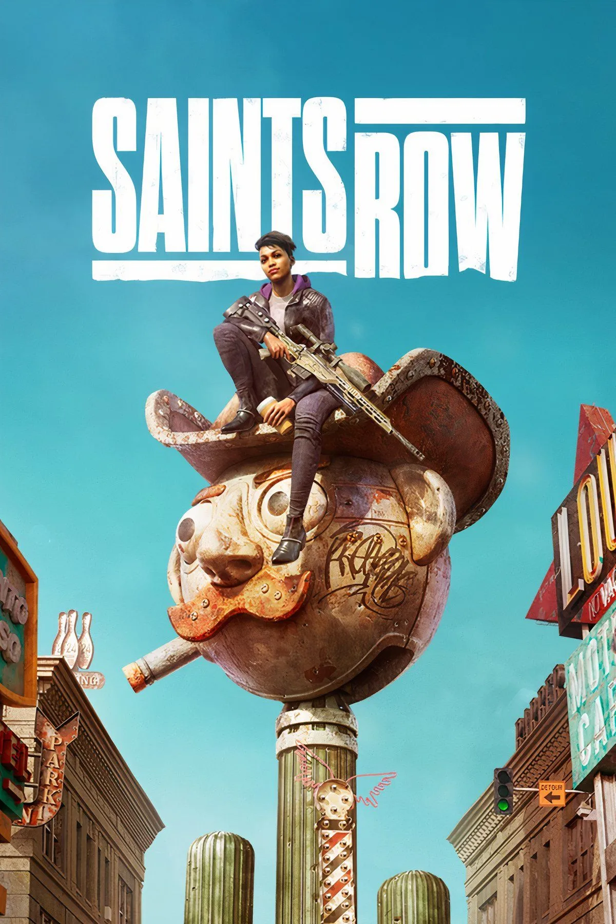 Saints Row (2022) với các nhân vật chính đang tạo dáng, thể hiện phong cách năng động và bối cảnh thành phố hiện đại