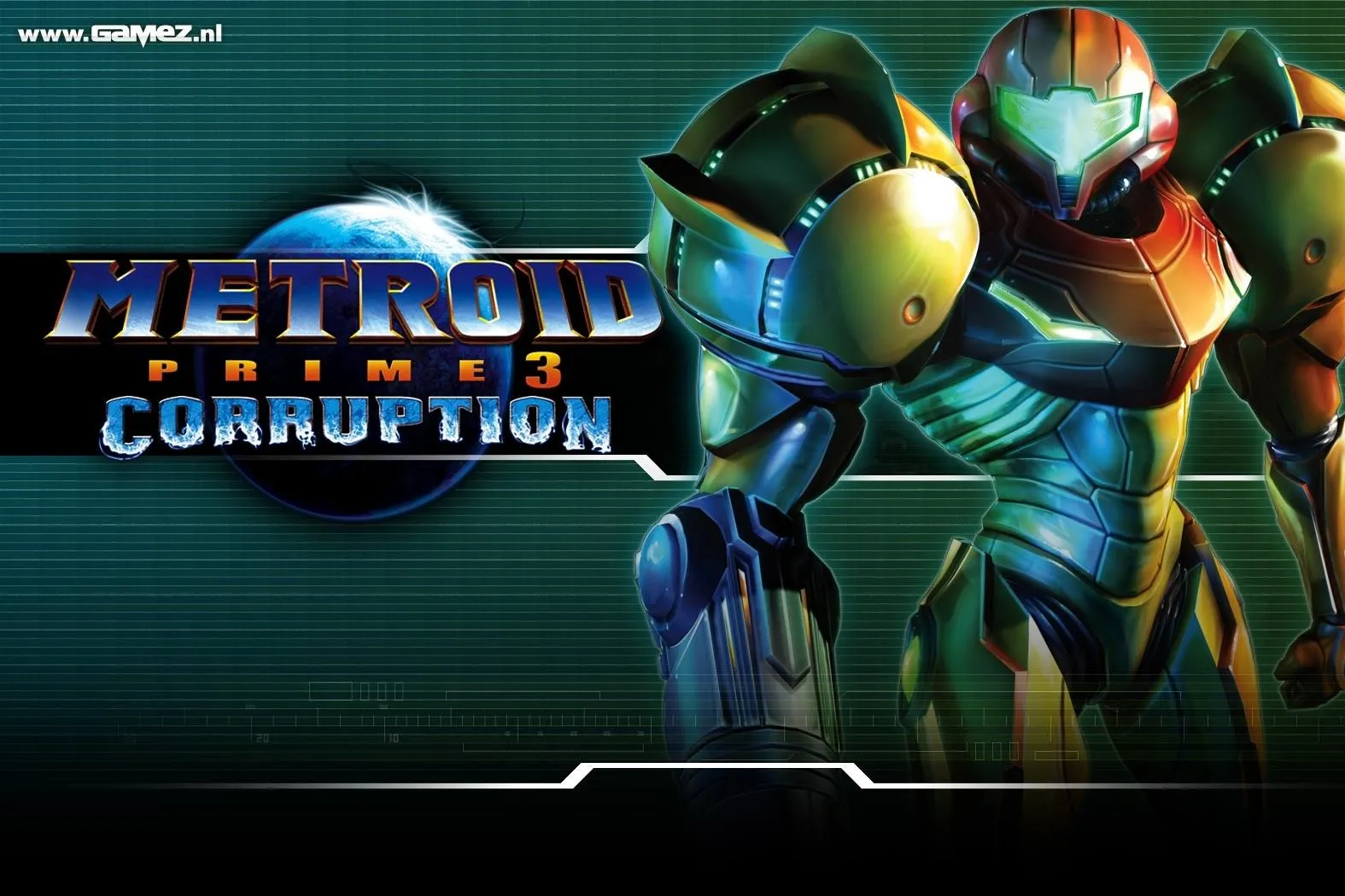 Samus Aran sử dụng điều khiển chuyển động của Wii trong game Metroid Prime 3 Corruption
