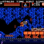 Simon Belmont chiến đấu trong lâu đài Dracula trong game Castlevania trên NES