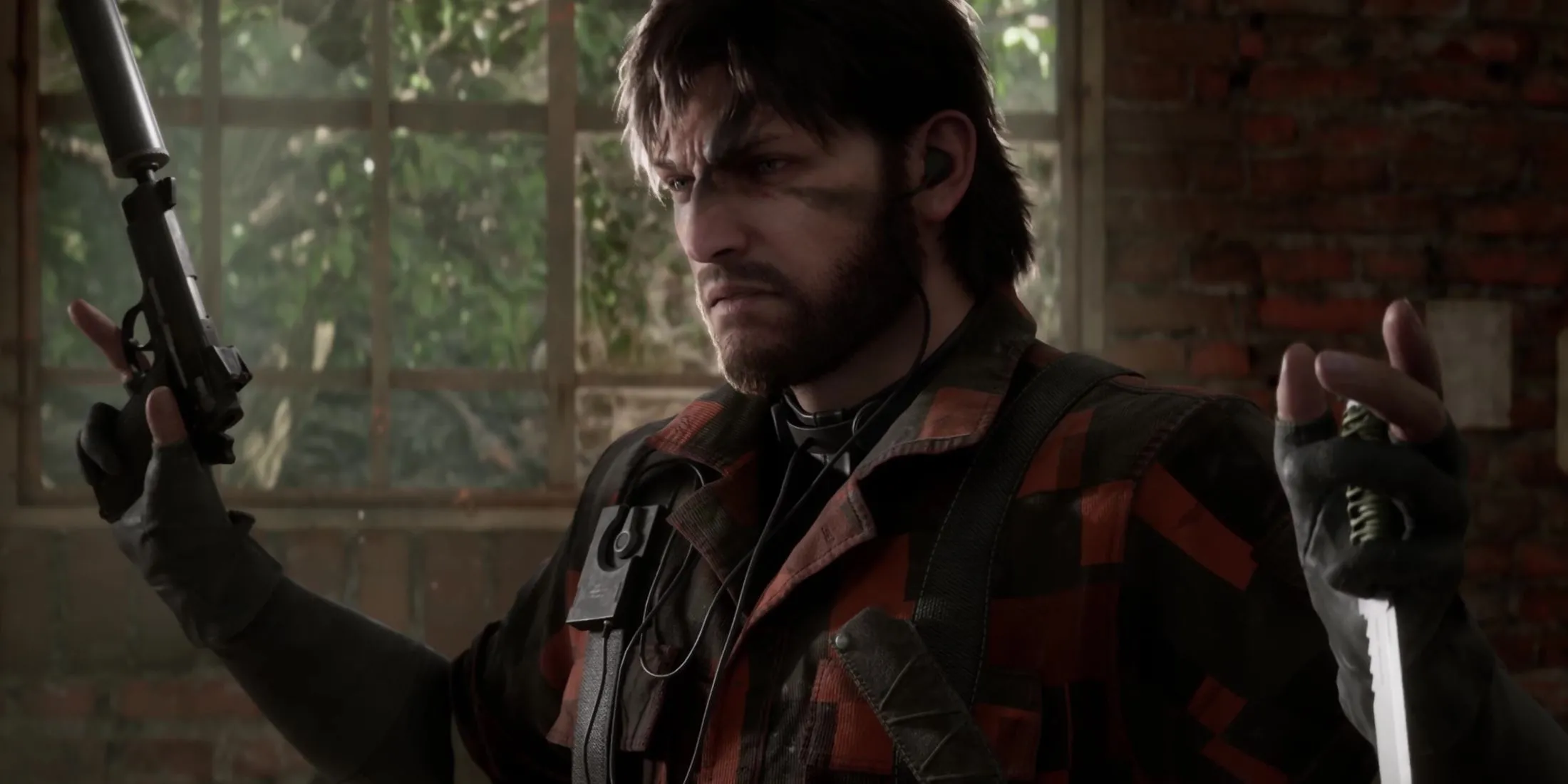 Snake với tư thế đầu hàng, gợi lên những tình huống khó khăn trong Metal Gear Solid Delta: Snake Eater.