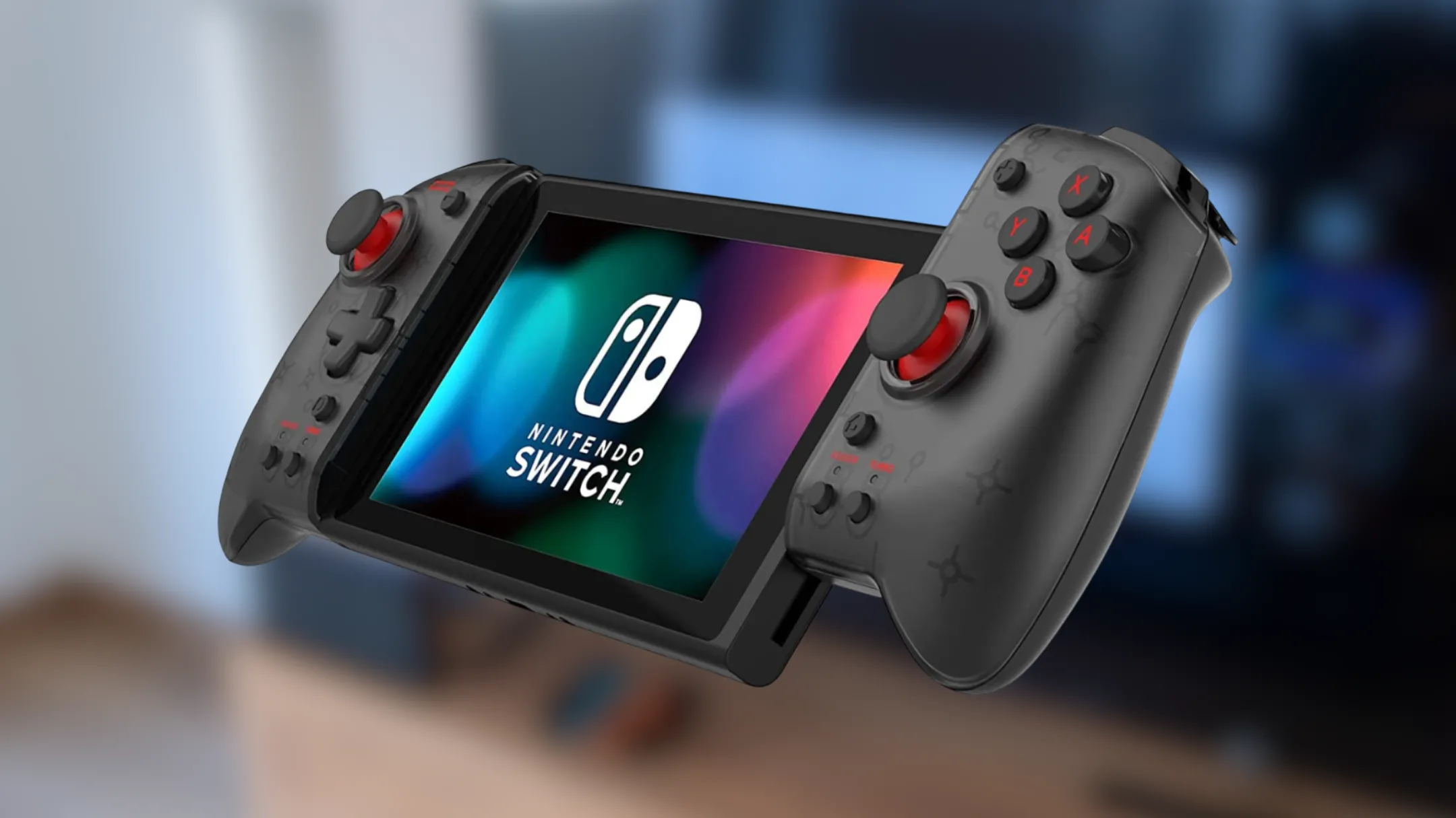 So sánh kích thước giữa tay cầm HORI Split Pad Pro (trái) và Joy-Con gốc của Nintendo Switch (phải), cho thấy rõ sự khác biệt về độ lớn và thiết kế công thái học.