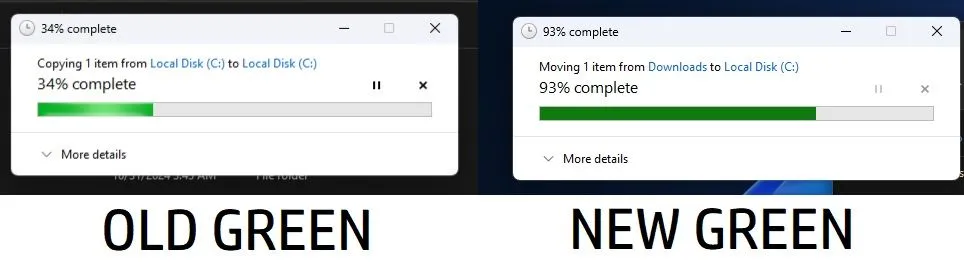 Thanh tiến trình lưu trữ và chuyển dữ liệu trong File Explorer Windows 11 với giao diện mới