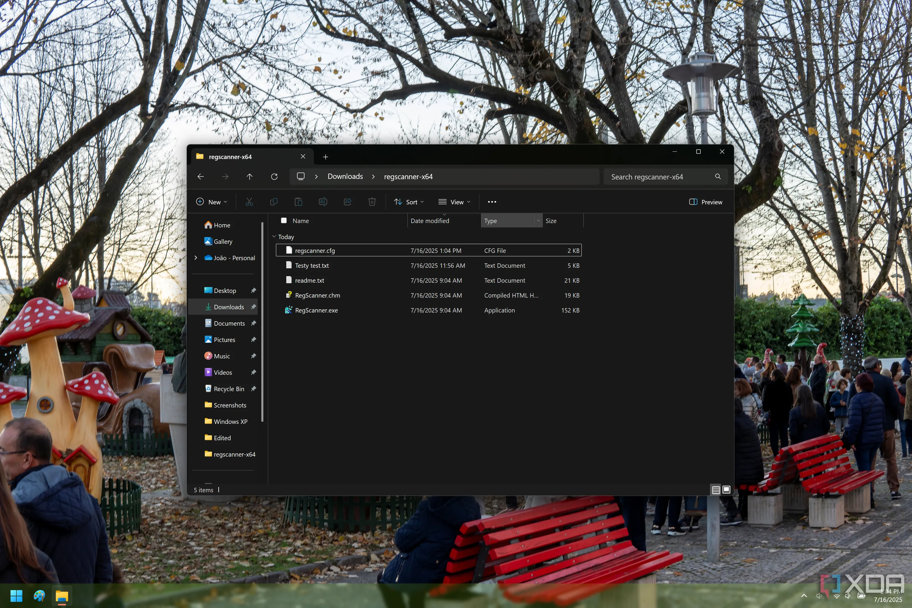 Thư mục chứa phần mềm RegScanner trong File Explorer, minh họa tính năng portable tiện lợi của công cụ.