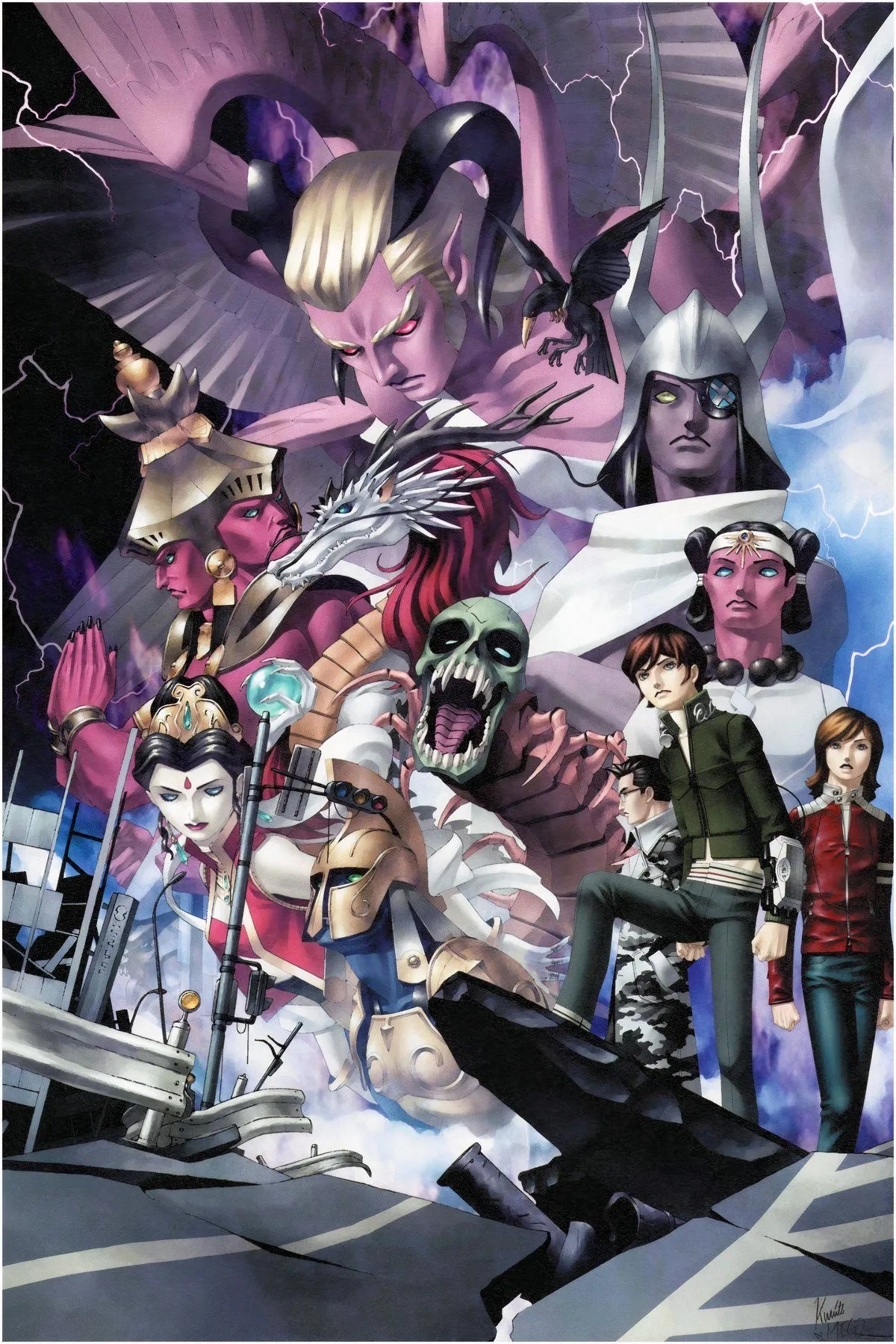 Tổng hợp các cảnh gameplay và giao diện sau khi áp dụng bản vá tiếng Anh cho Shin Megami Tensei GBA.