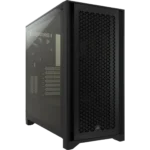 Vỏ case Corsair 4000D Airflow màu đen, nổi bật với mặt trước dạng lưới, mang lại hiệu quả tản nhiệt tối ưu cho PC.