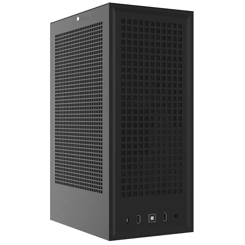 Vỏ case Hyte Revolt 3 màu đen, thiết kế nhỏ gọn dạng tháp, cho phép lắp đặt các linh kiện hiệu năng cao trong không gian hạn chế.