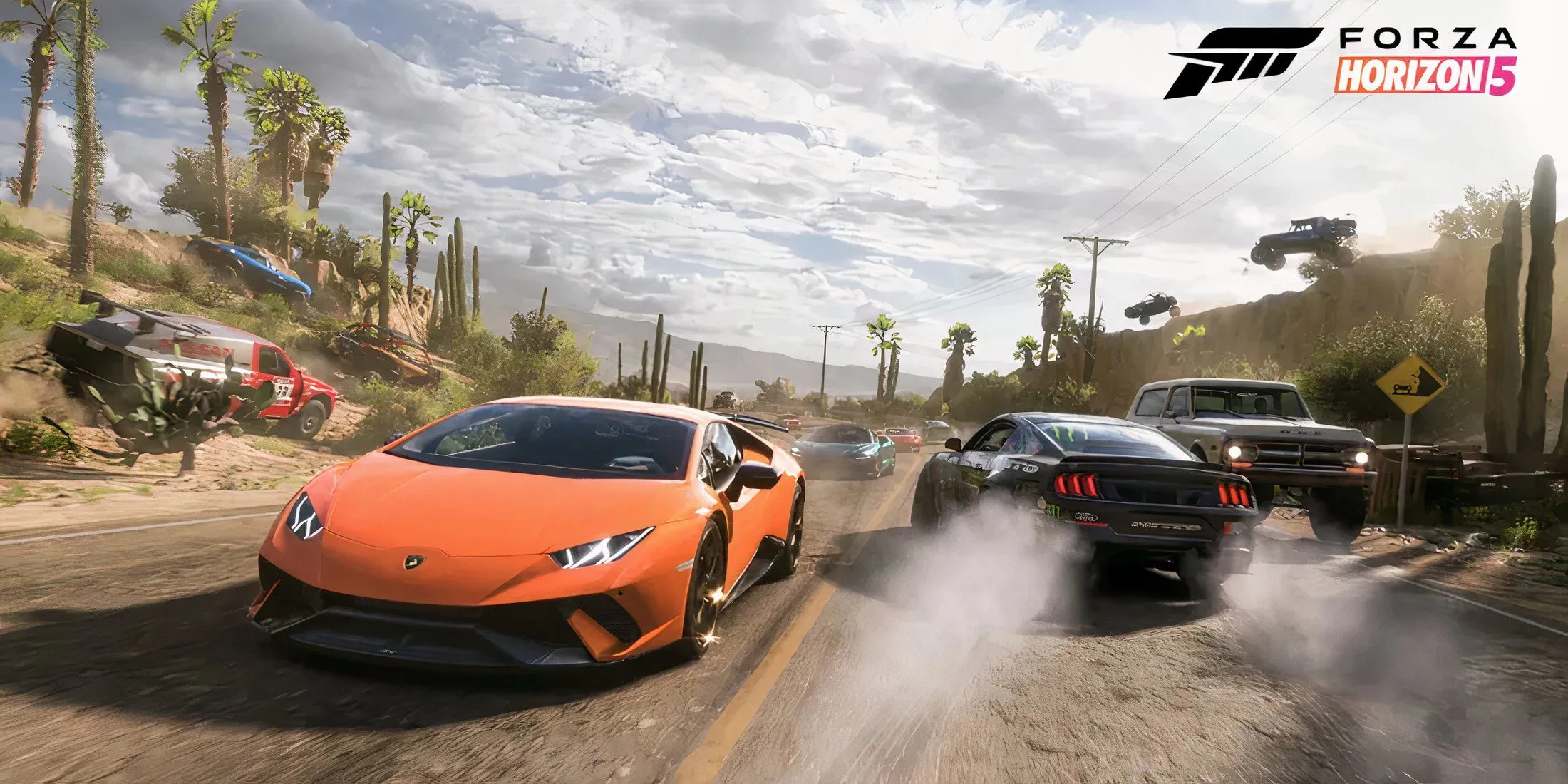 Xe đua drift trên đường đất trong Forza Horizon 5, nhấn mạnh trải nghiệm đua xe đa dạng địa hình.